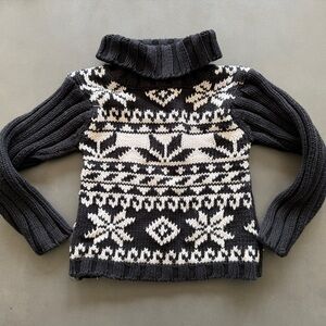 Lili Gaufrette Black & Cream Turtleneck Sweater Ski Sz 3
